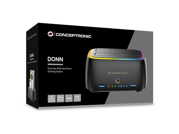 Conceptronic Harddisk kabinet 2.5/3.5\" HDD/SSD 2xUSB-a sort