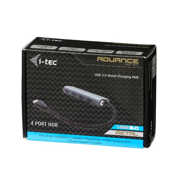 i-tec Metal U3HUB448 gränssnittshubbar USB 3.2 Gen 1 (3.1 Gen 1) Type-A 5000 Mbit/s Grå