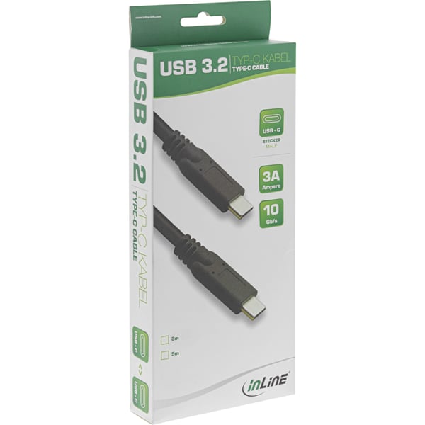 InLine 35703A USB-kaapeli USB 3.2 Gen 1 (3.1 Gen 1) 3 m USB C 10 Gbit/s Musta
