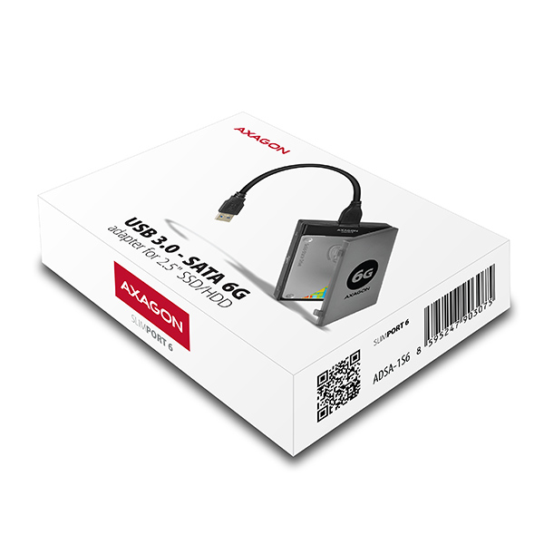 Axagon ADSA-1S6 tallennusaseman kotelo HDD-/SSD-kotelo Musta 2.5"