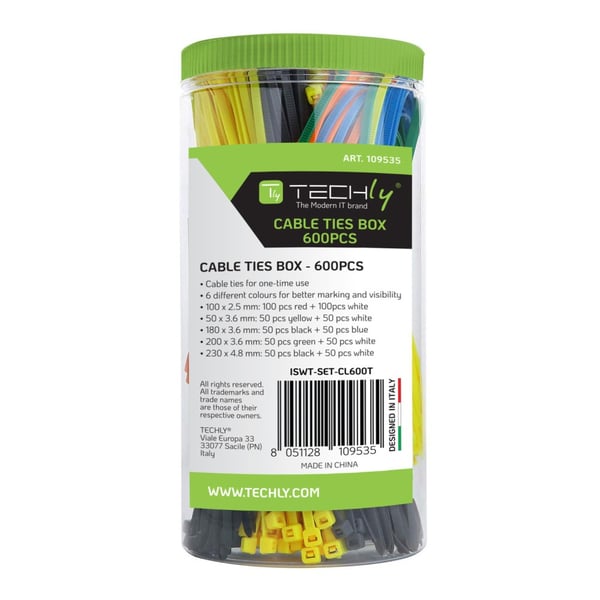 Techly ISWT-SET-CL600T kabelsamler Parallel kabelindføring Nylon Flerfarvet 600 stk Techly ISWT-SET-CL600T kabelsamler Parallel kabelindføring Nylon Flerfarvet 600 stk