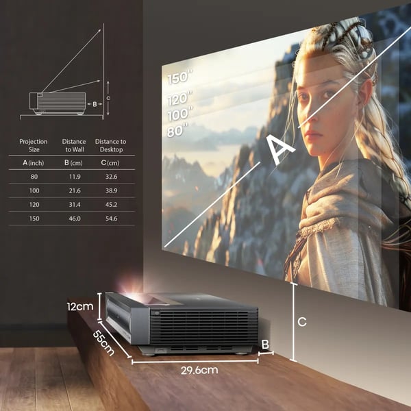 Hisense PX3-PRO Ultra short throw-projektor 2700 ANSI-lumen DLP UHD 4K (3840x2160) Svart, Mörkgrå