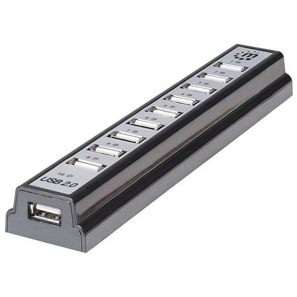 Manhattan 161572 gränssnittshubbar USB 2.0 480 Mbit/s Svart, Silver