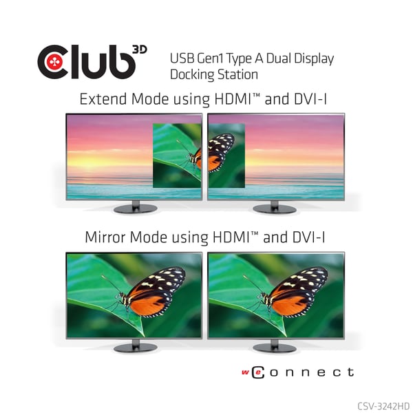 CLUB3D SenseVision USB3.0 Dual Display Docking Station