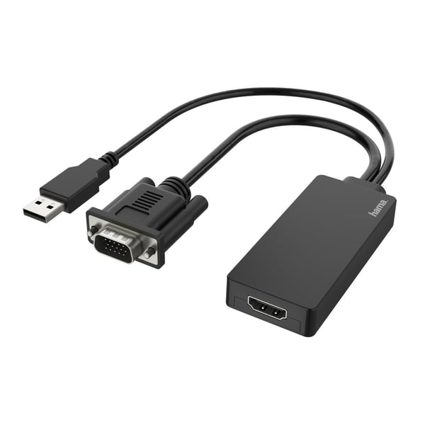Hama 00200342 videokabel adapter 0,15 m USB Type-A + VGA (D-Sub) HDMI Sort