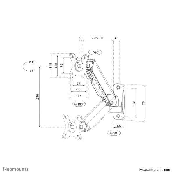 Neomounts WL70-440BL11 TV-kiinnike 81,3 cm (32") Musta
