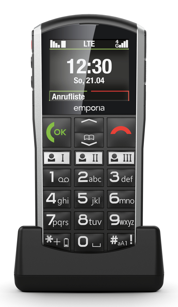 Emporia SIMPLICITY-LTE 5,08 cm (2") 90 g Musta, Hopea Yksinkertainen puhelin