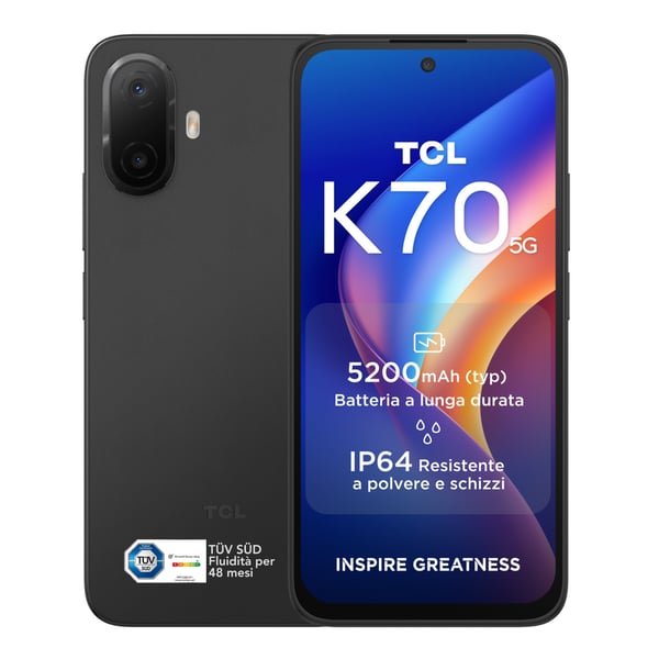 TCL K70 5G 17,3 cm (6.8") Dual SIM Android 16.0 USB Type-C 4 GB 128 GB 5200 mAh Sort
