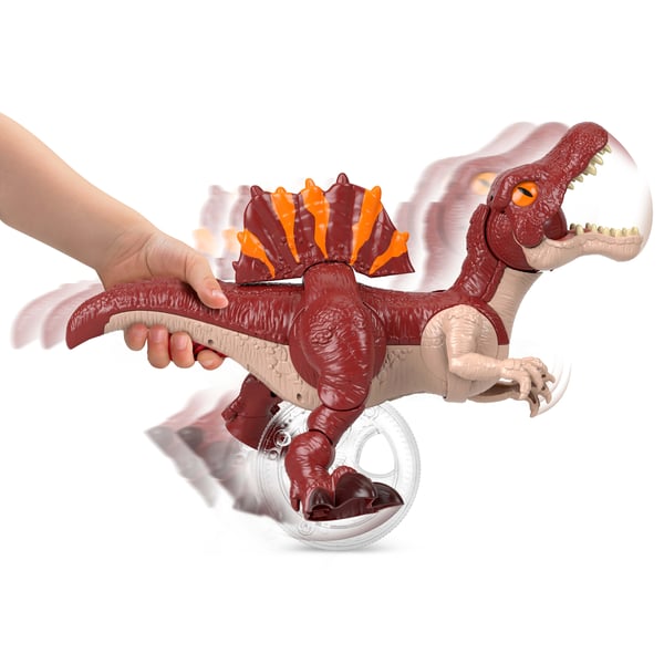 Fisher-Price Imaginext Jurassic World Rebirth sprintende Spinosaurus-dinosaurlegetøj med angreb og bid