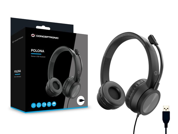 Conceptronic POLONA05B kuulokkeet ja kuulokemikrofoni Langallinen Pääpanta Business/Everyday USB A-tyyppi Musta