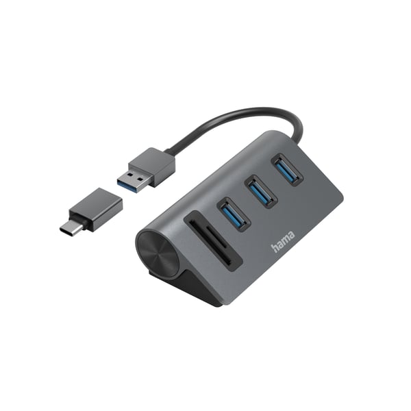 Hama 00200140 dockningsstationer för bärbara datorer USB 3.2 Gen 1 (3.1 Gen 1) Type-A Antracit, Svart