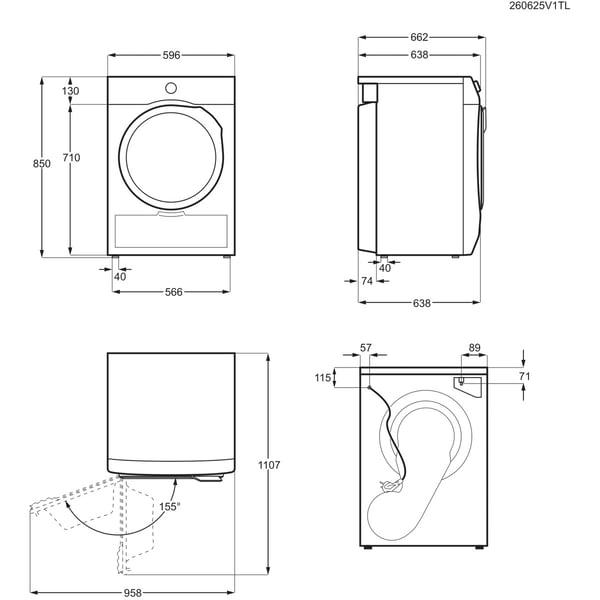 Electrolux EW6H1ZBG8C tørretumbler Fritstående Front-læsning 8 kg Hvid