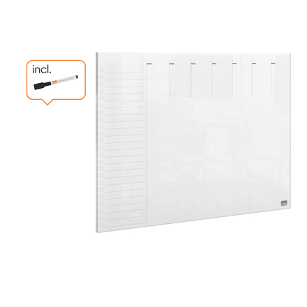 Nobo transparent akryl mini whiteboard ugentlig planner til skrivebordet eller vægmonteret, A4
