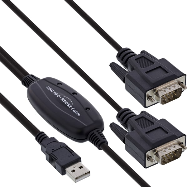 InLine 33305M kabel kønsskifter 9pin Sub D male 2 x RS232 9 Pin Sub-D Sort