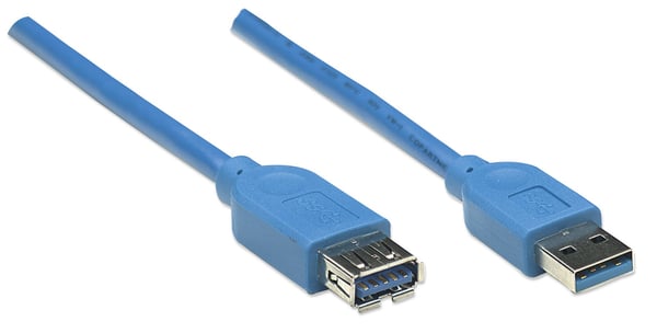 Manhattan 322447 USB-kabel USB 3.2 Gen 1 (3.1 Gen 1) 3 m USB A 5 Gbit/sek. Blå