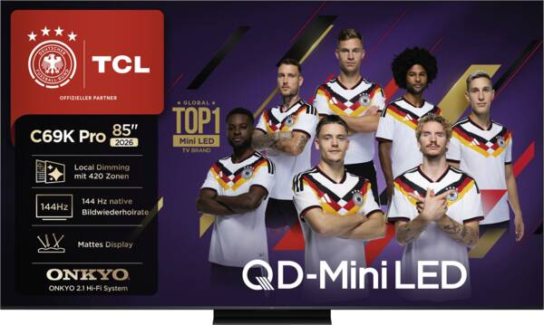 TCL 85C69K Pro 2,16 m (85") 4K Ultra HD Älytelevisio Wi-Fi Musta