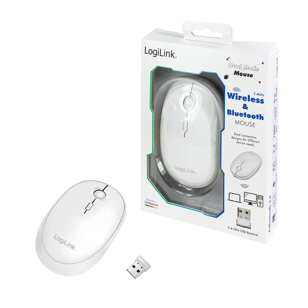 LogiLink ID0205 datormöss Kontor Ambidextrous Trådlös RF + Bluetooth 1600 DPI