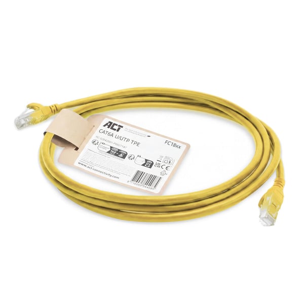 ACT FC1815 netværkskabel Gul 15 m Cat6a U/UTP (UTP) Rund
