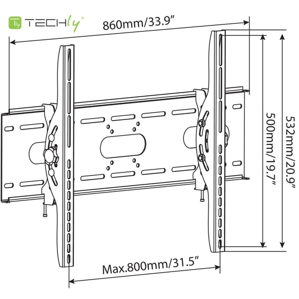Techly ICA-PLB 890 TV-kiinnike 2,03 m (80") Musta