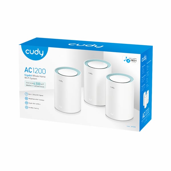 Cudy M1300 3-PACK mesh Wi-Fi-system Dual-band (2,4 GHz / 5 GHz) Wi-Fi 5 (802.11ac) Hvid 2 Intern
