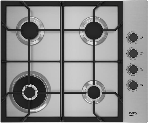 Beko HIBW64125SX kogeplade Rustfrit stål Indbygget 61 cm Gaskomfur 4 zone(s)