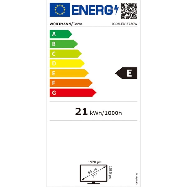 TERRA LCD/LED 2756W PV V4 schwarz GREENLINE PLUS tietokoneen litteä näyttö 68,6 cm (27") 1920 x 1080 pikseliä Full HD Musta