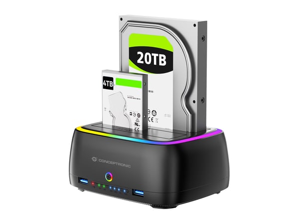 Conceptronic Harddisk kabinet 2.5/3.5\" HDD/SSD 2xUSB-a sort