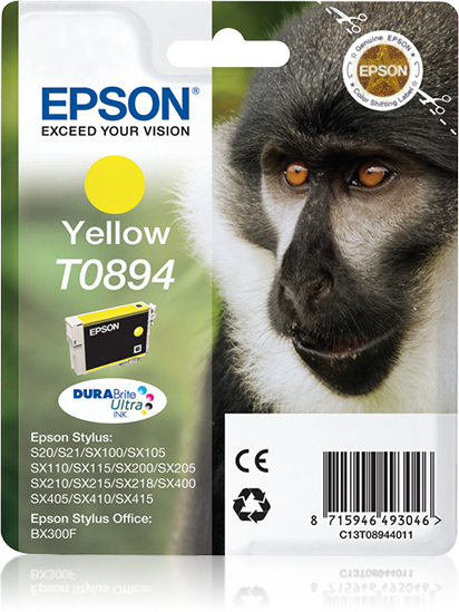 Epson Monkey T0894 Apina DURABrite Ultra, yksittäispakkaus, keltainen muste