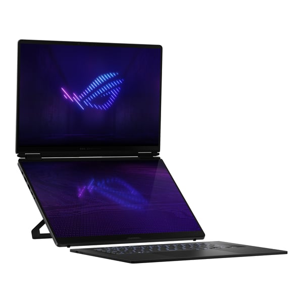 ASUS ROG Zephyrus Duo GX651AX-SR004W Intel Core Ultra 9 386H Hybrid (2-i-1) 40,6 cm (16") Berøringsskærm 3K 64 GB LPDDR5x-SDRAM 2 TB SSD NVIDIA GeForce RTX 5090 Wi-Fi 7 (802.11be) Windows 11 Home Grå