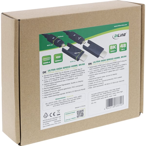InLine 17910O HDMI-kabel 10 m HDMI Type-A/HDMI Type-D Svart