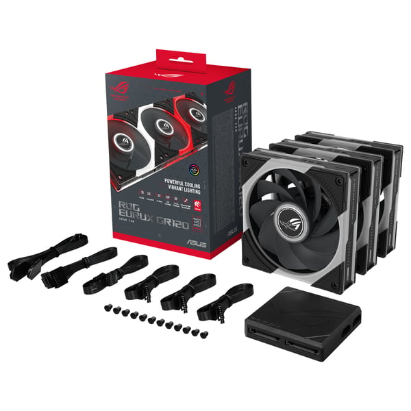 ASUS ROG Eurux GR120 ARGB Reverse Fan - Triple Pack Datorväska 12 cm Svart, Vit 3 styck