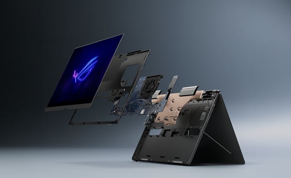 ASUS ROG Zephyrus Duo GX651AX-SR004W Intel Core Ultra 9 386H Hybrid (2-i-1) 40,6 cm (16") Berøringsskærm 3K 64 GB LPDDR5x-SDRAM 2 TB SSD NVIDIA GeForce RTX 5090 Wi-Fi 7 (802.11be) Windows 11 Home Grå QWERTZ Tysk