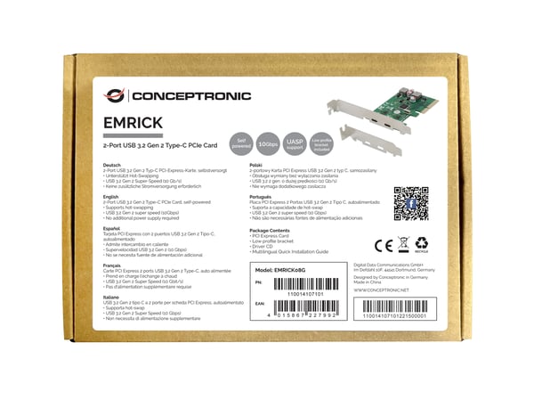 Conceptronic EMRICK08G nätverkskort/adapters Intern USB 3.2 Gen 2 (3.1 Gen 2)