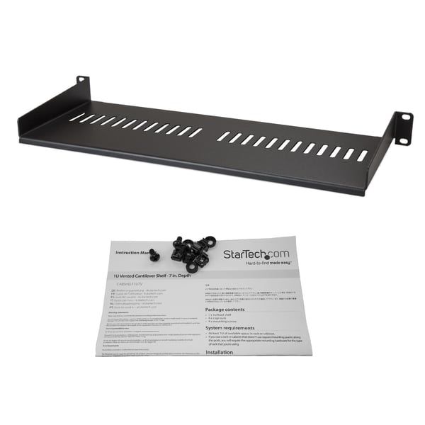 StarTech.com Ventileret Server Rack Hylde 1U - 175 mm Dyb - Stål - Rack - Hylde - Sort -