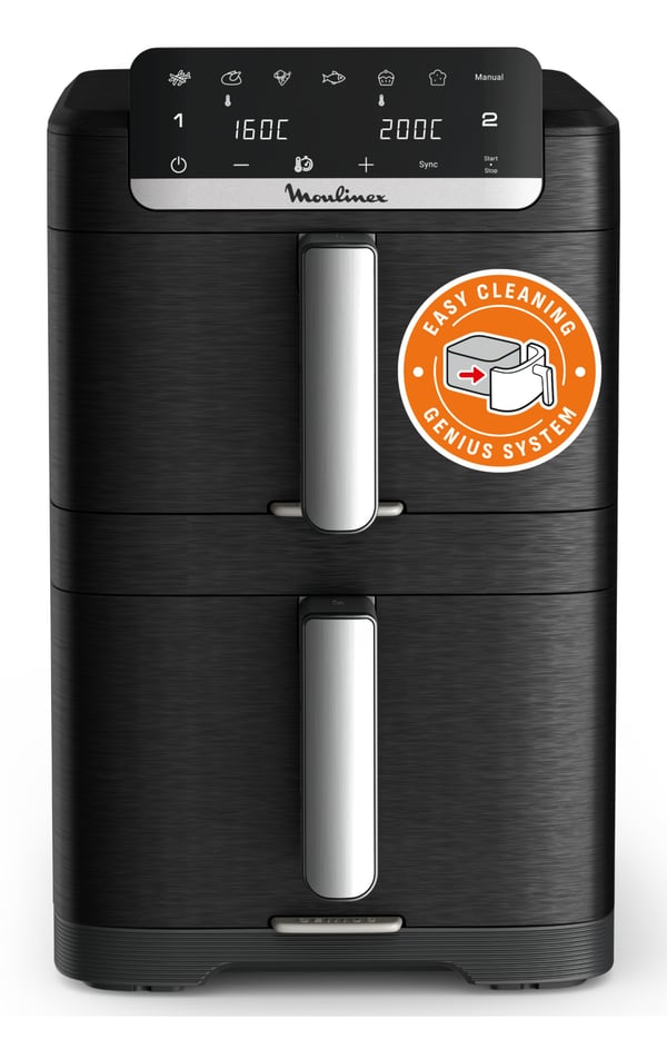 Moulinex EZ7568F0 fritös Dubbel 10 l Fristående 2700 W Varmluftsfritös Svart Moulinex EZ7568F0 fritös Dubbel 10 l Fristående 2700 W Varmluftsfritös Svart
