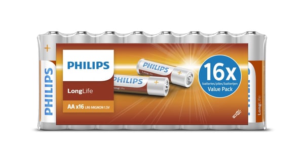 Philips LongLife R6L16F/10 kotitalousparisto Kertakäyttöinen akku AA Sinkkikloridi