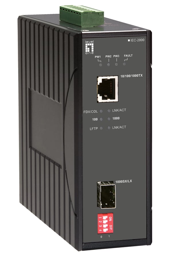LevelOne IEC-2000 verkon mediamuunnin 1000 Mbit/s Musta