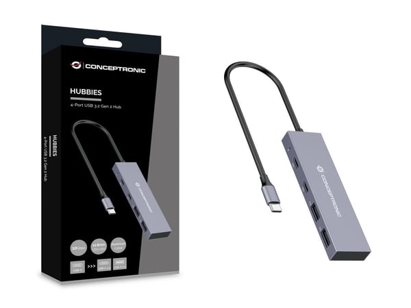 Conceptronic HUBBIES13G gränssnittshubbar USB 3.2 Gen 2 (3.1 Gen 2) Type-C 10000 Mbit/s Grå
