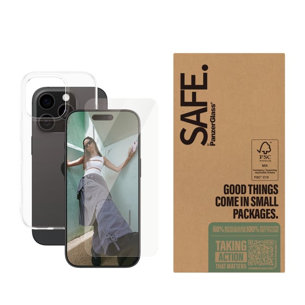 PanzerGlass SAFE. by ® 2-in-1 Beskyttelsespakke iPhone 16 Pro | Bulk