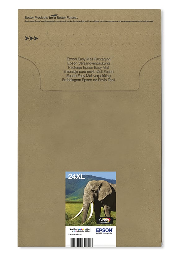 Epson 24XL Elefant, Claria Photo HD-bläck, Multipack‚ 6 färger, EasyMail