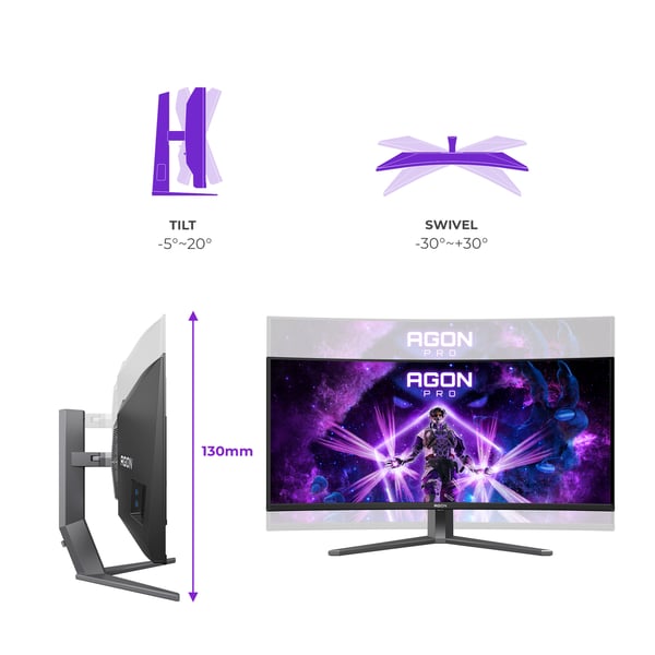 AOC AGP346UCSD tietokoneen litteä näyttö 86,4 cm (34") 3440 x 1440 pikseliä Wide Quad HD QD-OLED Musta