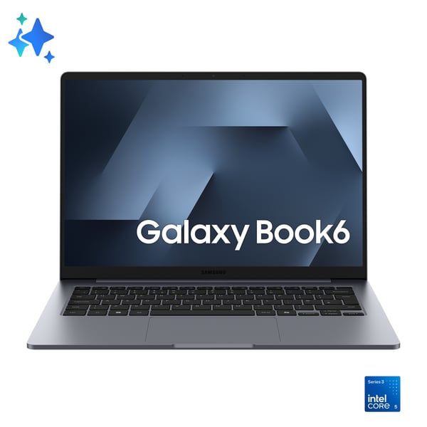Samsung Galaxy Book6 Intel Core 5 315 Laptop 35,6 cm (14") WUXGA 16 GB LPDDR5x-SDRAM 512 GB SSD Wi-Fi 6E (802.11ax) Windows 11 Home Grå Tysk