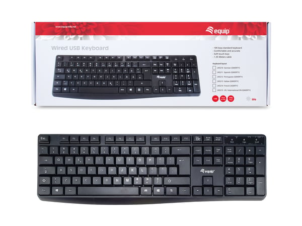 Equip 245215 näppäimistö Office USB QWERTY Englanti (US) Musta