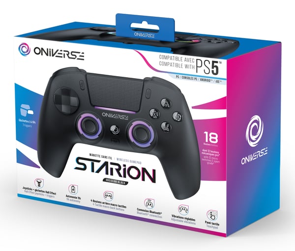 Oniverse Starion Svart Bluetooth Spelplatta Analog Android, PC, PlayStation 5, Playstation 3, iOS