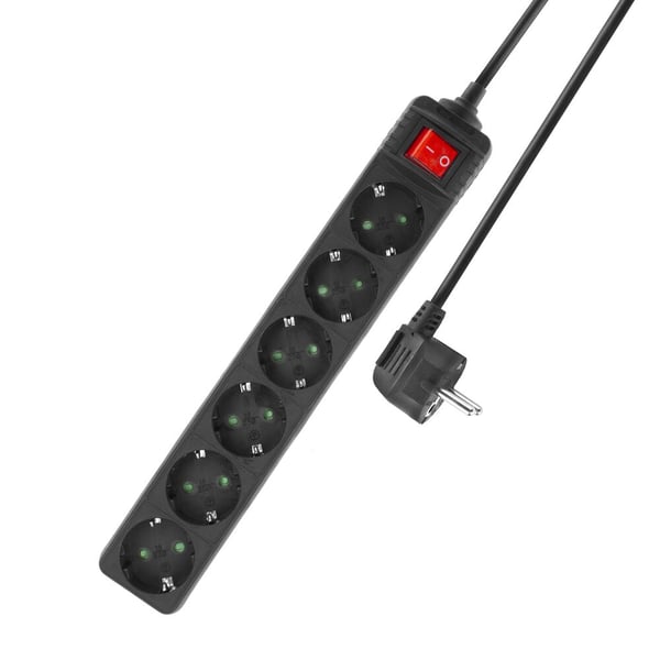 ACT AC2465 stikdåse 3 m 6 AC stikkontakt(er) Indendørs Sort