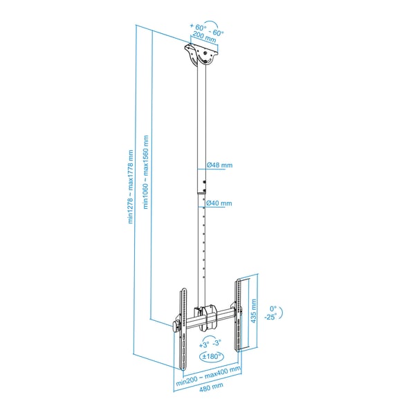 TooQ LPCE1155TSLI-B fäste för skyltningsskärm 139,7 cm (55") Svart