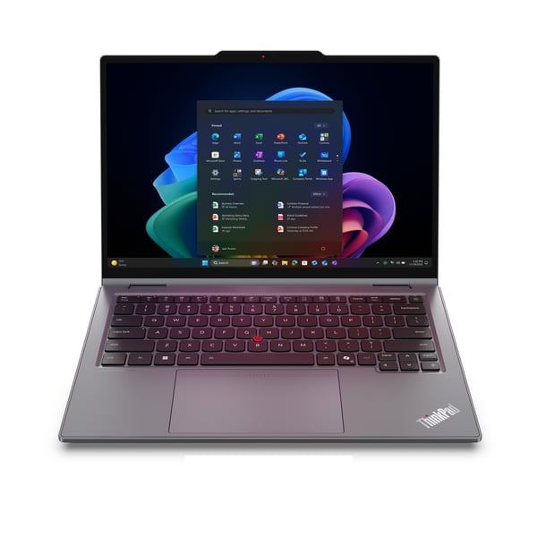 Lenovo ThinkPad X1 2-in-1 Gen 11 Aura Edition Copilot+ PC Intel Core Ultra 7 355 Hybrid (2-i-1) 35,6 cm (14") Berøringsskærm WUXGA 32 GB LPDDR5x-SDRAM 512 GB SSD Wi-Fi 7 (802.11be) Windows 11 Pro Tysk Grå