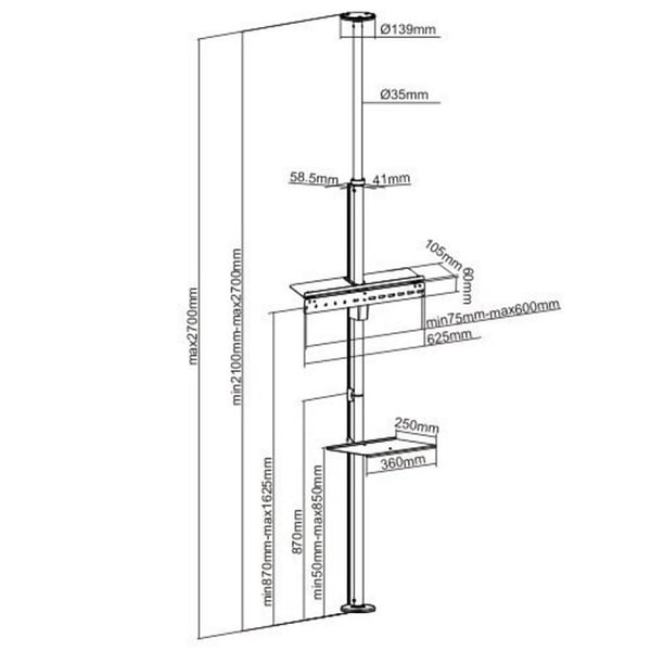 Techly ICA-TR32 tv-beslag 177,8 cm (70") Sølv
