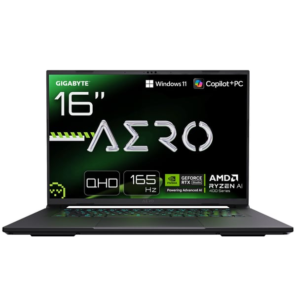GIGABYTE AERO X16 4WHN3FRC64AH laptop Copilot+ PC AMD Ryzen AI 9 465 40,6 cm (16") WQXGA 32 GB DDR5-SDRAM 1 TB SSD NVIDIA GeForce RTX 5070 Wi-Fi 6E (802.11ax) Windows 11 Home Grå