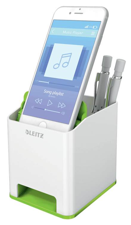 Leitz WOW Pennkopp med Ljudförstärkande Mobilhållare